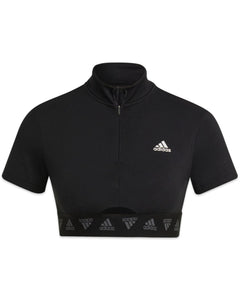 Adidas Hyperglam Crop Zip T-Shirt in Black