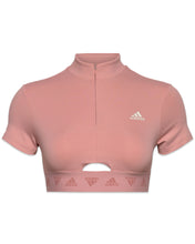 將圖片載入圖庫檢視器 Adidas Hyperglam Crop Zip T-Shirt in Pink