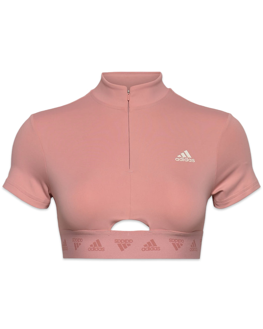 Adidas Hyperglam Crop Zip T-Shirt in Pink