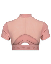 將圖片載入圖庫檢視器 Adidas Hyperglam Crop Zip T-Shirt in Pink