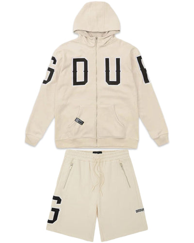 Geedup GDUP Tracksuit Cream/Black Hoodie + Shorts