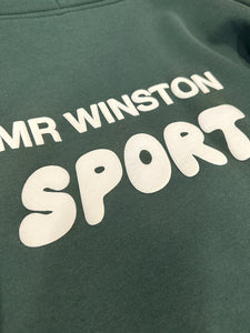 Mr Winston Puff Hood Jumper in Forest Green