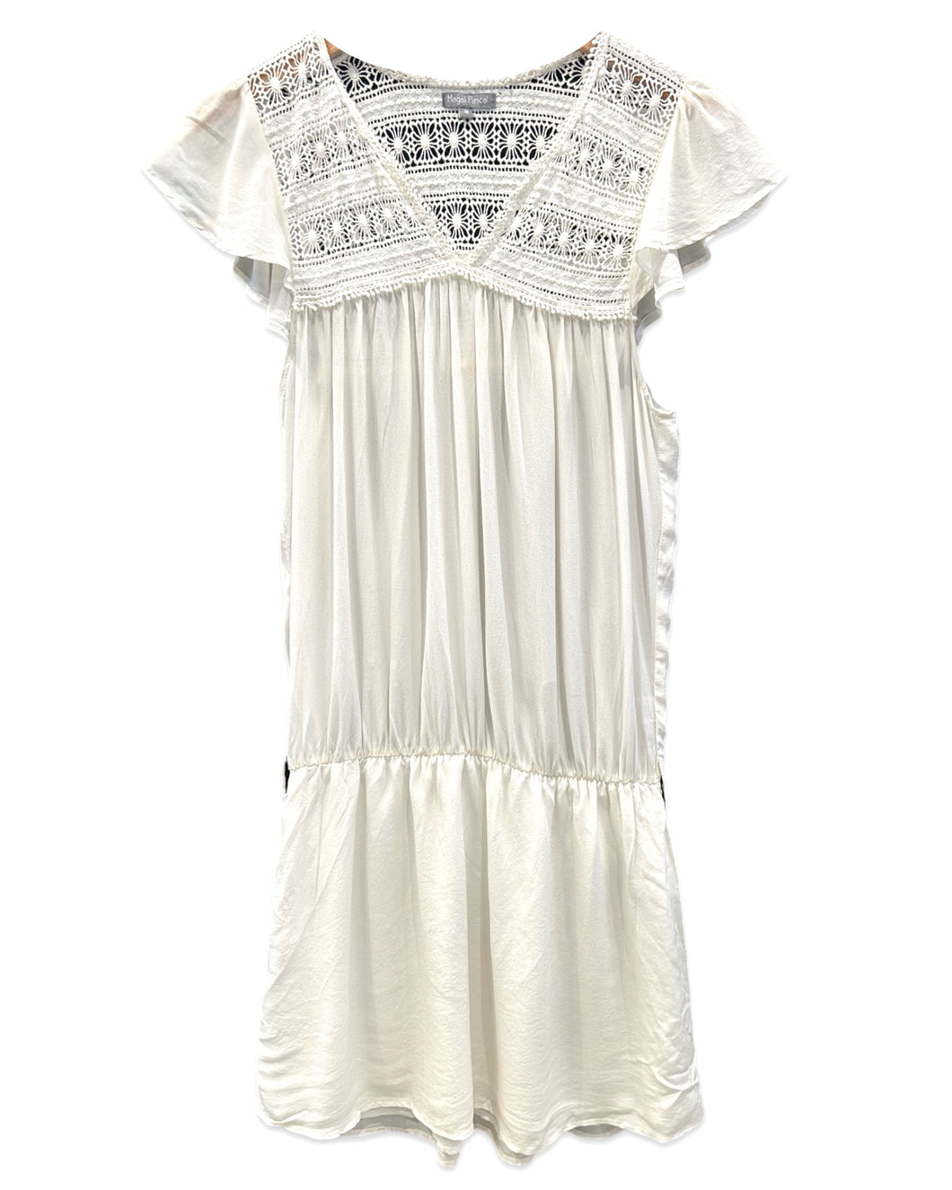 Magali Pascal Hand Made Short Sleeve Dress in White