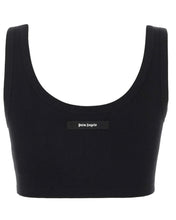 Load image into Gallery viewer, Palm Angels Fitted Ribbed Cropped Tank Top in Black