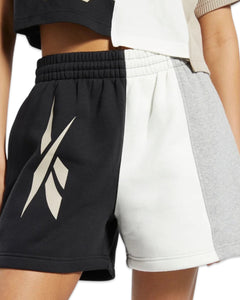 Reebok CL Boyfriend Shorts in Black Grey White