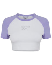 將圖片載入圖庫檢視器 Reebok Classics Crop Sparkle T-Shirt in White / Lilac Glow