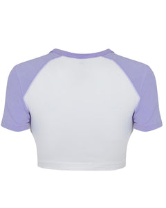 Reebok Classics Crop Sparkle T-Shirt in White / Lilac Glow