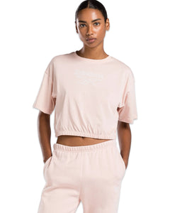 Reebok Identity Boxy Short Sleeve Cropped T-Shirt in Pink