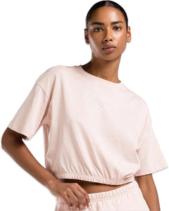 Reebok Identity Boxy Short Sleeve Cropped T-Shirt in Pink