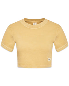 Reebok Natural Dye Fitted Crop T-Shirt in Pastel Gold