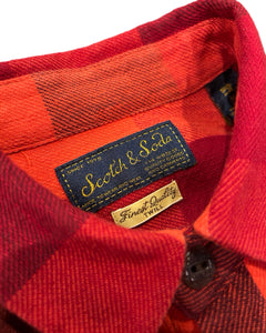 Scotch & Soda Long Sleeve Twill Check Shirt in Red