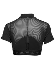 Load image into Gallery viewer, Adidas Hyperglam Crop Zip T-Shirt in Black - Bisy Clothing