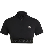 Load image into Gallery viewer, Adidas Hyperglam Crop Zip T-Shirt in Black - Bisy Clothing