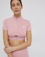 Load image into Gallery viewer, Adidas Hyperglam Crop Zip T-Shirt in Pink - Bisy Clothing