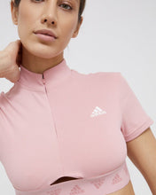 Load image into Gallery viewer, Adidas Hyperglam Crop Zip T-Shirt in Pink - Bisy Clothing