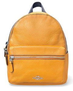 Coach Mini Charlie Backpack Pebbled Leather in Honey Yellow - Bisy Clothing