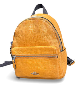 Coach Mini Charlie Backpack Pebbled Leather in Honey Yellow - Bisy Clothing