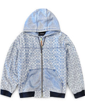 將圖片載入圖庫檢視器 Coach NY Signature Denim Hooded Zip Up Jacket in Light Wash - Bisy Clothing