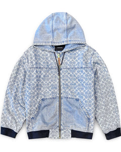 Coach NY Signature Denim Hooded Zip Up Jacket in Light Wash - Bisy Clothing