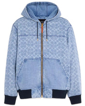 將圖片載入圖庫檢視器 Coach NY Signature Denim Hooded Zip Up Jacket in Light Wash - Bisy Clothing