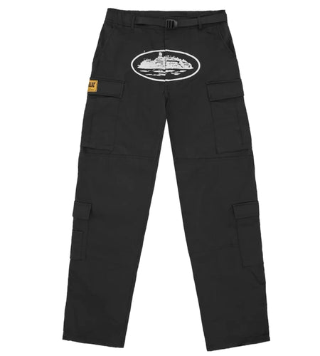 Corteiz Guerillaz Cargo Pants in Black / White - Bisy Clothing