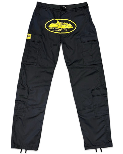 Corteiz Guerillaz Cargo Pants in Black / Yellow - Bisy Clothing