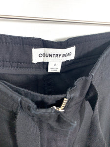 COUNTRY ROAD Size 12 3/4 Chino Style Black Pants FEB2122 - Bisy Clothing