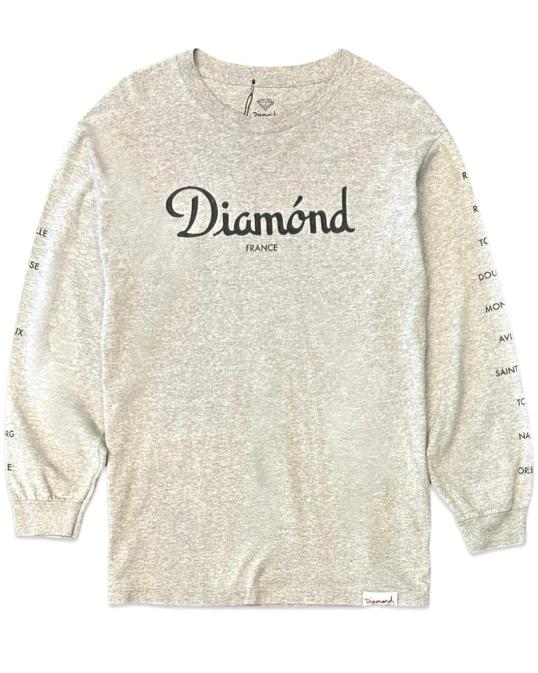 Diamond Supply Vintage 'France' Long Sleeve T-Shirt in Grey - Bisy Clothing