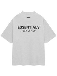 Essentials Fear of God Core Logo Jersey Crewneck T-Shirt in Light Heather Grey - Bisy Clothing