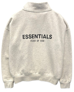 Essentials Fear of God Mockneck 1/2 Zip Sweatshirt 'Light Heather Oatmeal' - Bisy Clothing