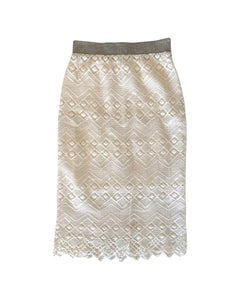 Flannel High Waist Pencil Skirt Lace White ⏐ Size 0 - Bisy Clothing