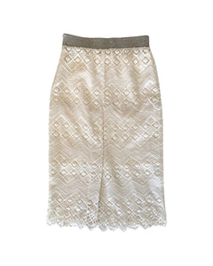 Flannel High Waist Pencil Skirt Lace White ⏐ Size 0 - Bisy Clothing