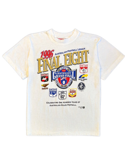 Full Boar AFL 1996 Vintage Single Stitch Grand Final Short Sleeve T-Shirt White - Bisy Clothing