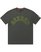 Load image into Gallery viewer, Geedup College Logo T-Shirt in Charcoal Hyper Yellow - Bisy Clothing