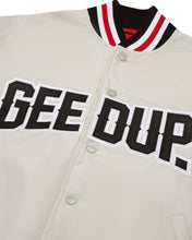 將圖片載入圖庫檢視器 Geedup Company Varsity Bomber Jacket in Grey/Red - Bisy Clothing