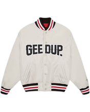 將圖片載入圖庫檢視器 Geedup Company Varsity Bomber Jacket in Grey/Red - Bisy Clothing