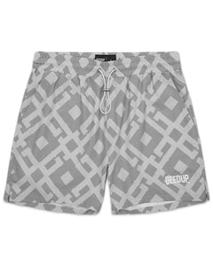 Geedup G Monogram Swim Shorts in Grey - Bisy Clothing