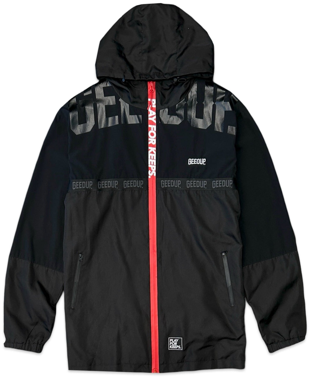 Geedup Play For Keeps Lighweight Winbreaker Hooded Jacket Black - Bisy Clothing