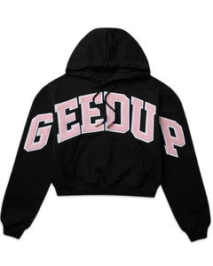 Geedup Team Logo Cropped Hoodie Black/Dusty Pink (2025) - Bisy Clothing