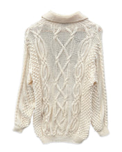 Load image into Gallery viewer, Handmade Vintage Cable Knit Collared Wool Jumper - Bisy Clothing