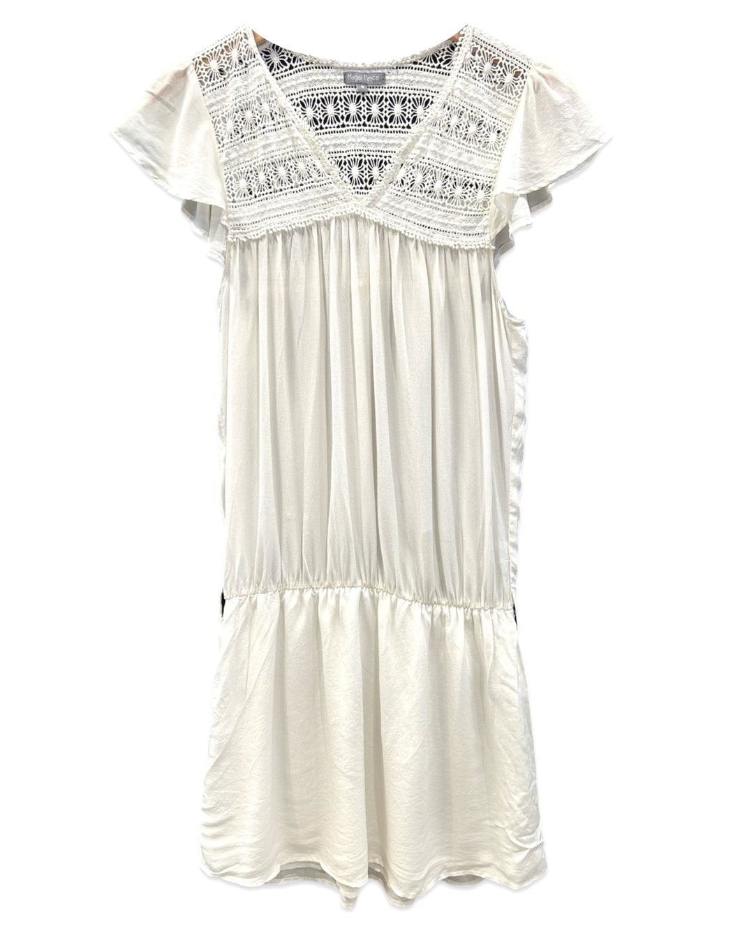 Magali Pascal Hand Made Short Sleeve Dress in White - Bisy Clothing