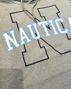 Nautica College Skylan Letterman Heavyweight Hoodie in Grey - Bisy Clothing