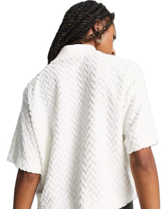 Nike NSW Jacquard Boxy Crop T-Shirt in Sail / Hemp - Bisy Clothing