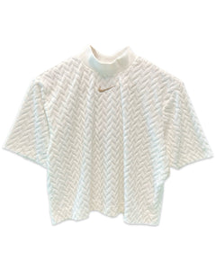 Nike NSW Jacquard Boxy Crop T-Shirt in Sail / Hemp - Bisy Clothing