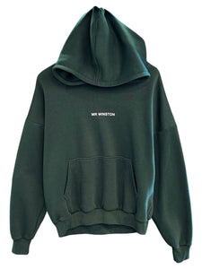 Mr Winston Puff Hood Jumper in Forest Green