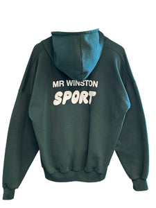 Mr Winston Puff Hood Jumper in Forest Green