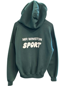 Mr Winston Puff Hood Jumper in Forest Green