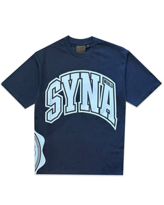 Syna World College Short Sleeve T-Shirt in Navy - Bisy Clothing