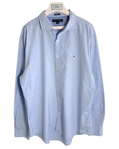 TOMMY HILFIGER Size XL 2 Ply Long Sleeve Shirt in Blue Mens - Bisy Clothing